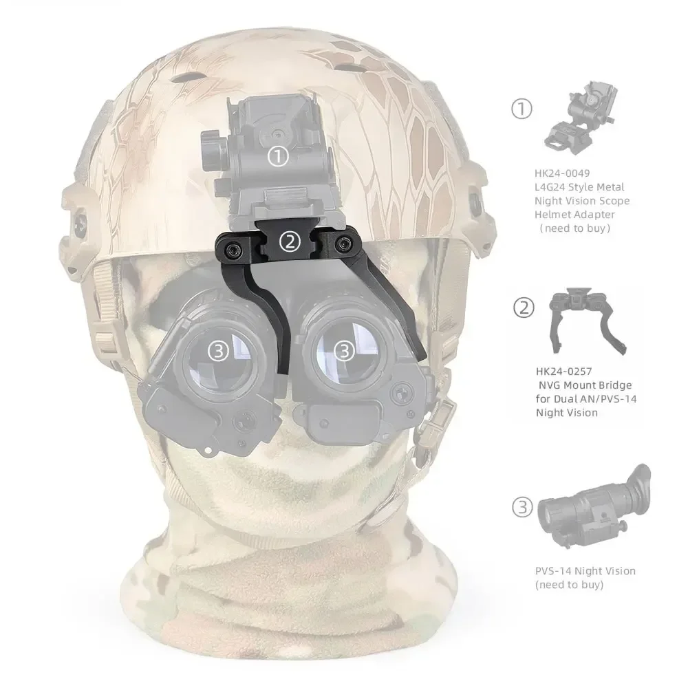 Soporte táctico de brazo J para casco rápido, adaptador de Base de montaje de visión nocturna Dual AN PVS-14, accesorios para exteriores - imagen 5