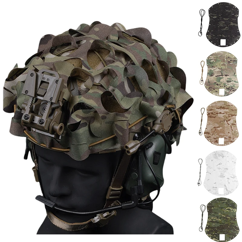 Funda para casco táctico Airsoft, malla 3D, camuflaje, corte láser, forma de hoja, tela para casco, Paintball, paracaidista, accesorios para casco de caza