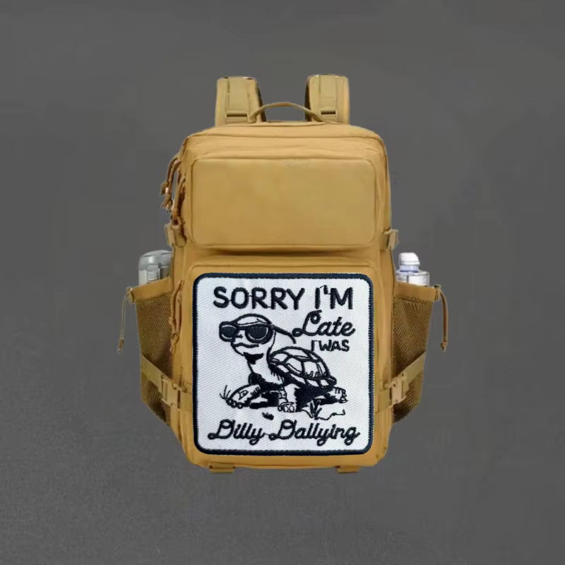 Parche bordado moral Llegué tarde – Insignia velcro chaleco táctico