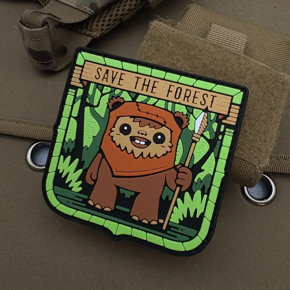 SAVE THE FOREST Patch Tactical Morale Badge 3D PVC Hook & Loop Patches on Clothes Military Army Armband Backpack Sticker