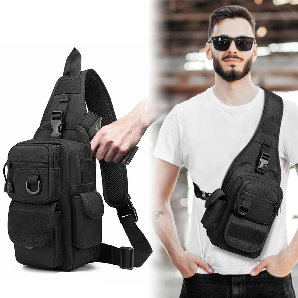 Bolsa de pistola táctica, bolsa de transporte para pistola, funda para pistola oculta, bolsa de transporte para pistola, bolsa de herramientas EDC para exteriores, mochila con eslinga ajustable