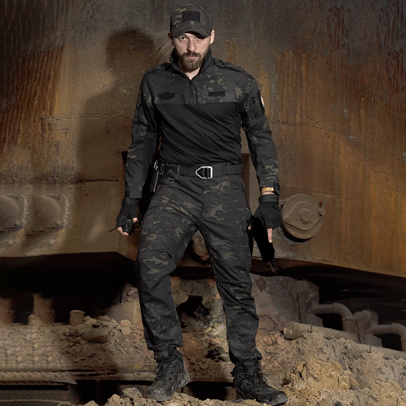 HAN WILD-traje de viaje informal para hombre, uniforme militar, camisa táctica, pantalones de combate, camisas de camuflaje, conjunto de pantalones Cargo - imagen 4