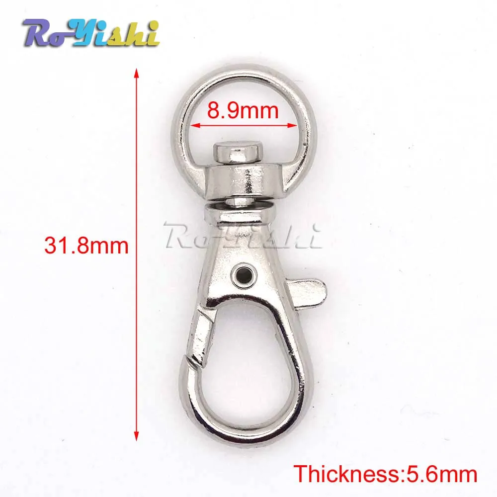 1000 unids/pack Matel ganchos giratorios para correas de mochila 8,9mm cierres de langosta niquelados - imagen 2