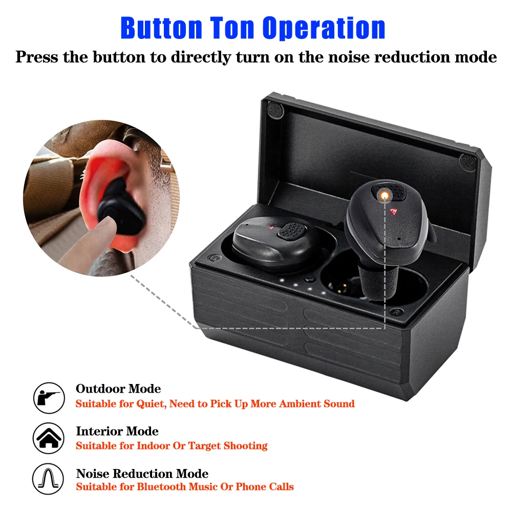 Tapones para los oídos electrónicos/auriculares intrauditivos Bluetooth 5,3, adecuados para entrenamiento Airsoft de caza/aplicación de la ley con cancelación de ruido, IPX-5 - imagen 5