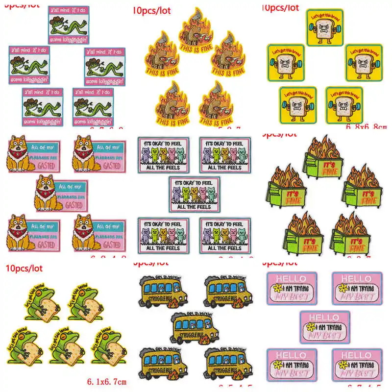 10 unids/lote parche bordado de animales de dibujos animados parches para planchar para ropa parches bordados de pato de Hip Hop para ropa apliques DIY