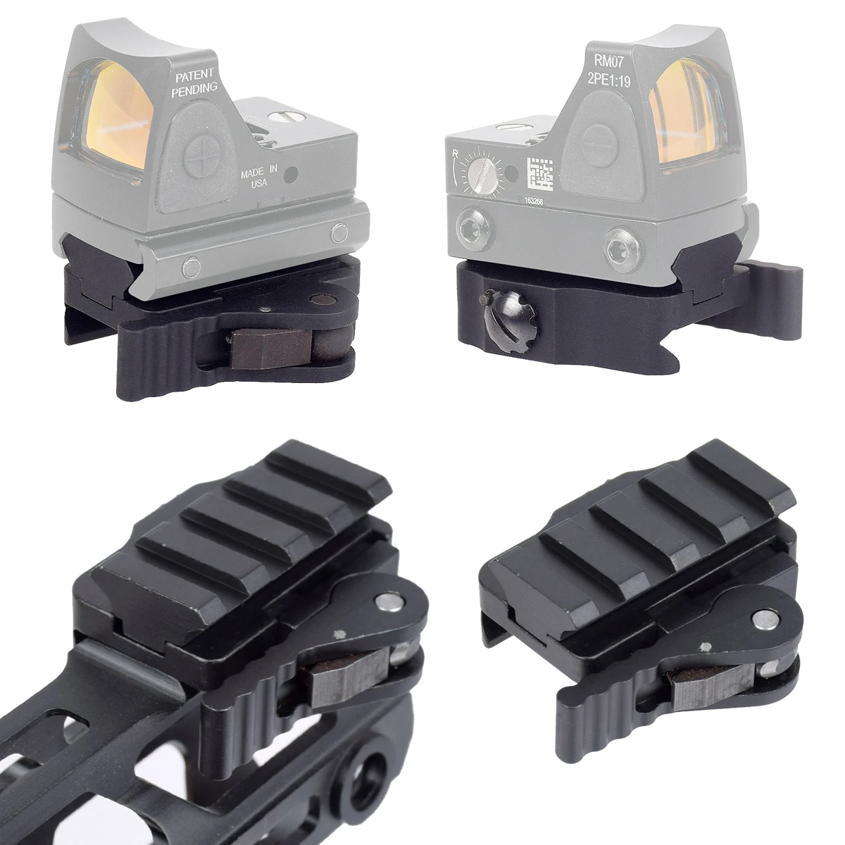 Base de riel Picatinny táctica de 4 ranuras QD soporte de alcance elevador de liberación rápida soporte adaptador de 20mm para Mini mira de punto rojo