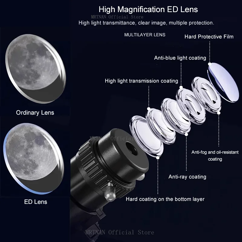 Telescopio astronómico profesional 875X F70076 Monocular 114MM de gran apertura para observar estrellas observación de aves Luna sol - imagen 4