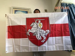 Bandera Bielorrusia Caballero Blanco Pendón con Escudo