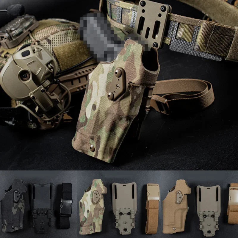 Funda táctica universal de pistola con liberación rápida y linterna