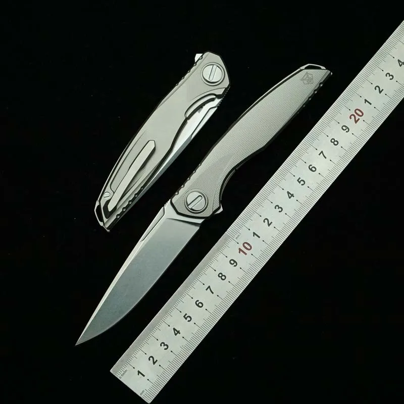 LEMIFSHE Astrum cuchillo plegable M390 mango titanio para camping - imagen 2