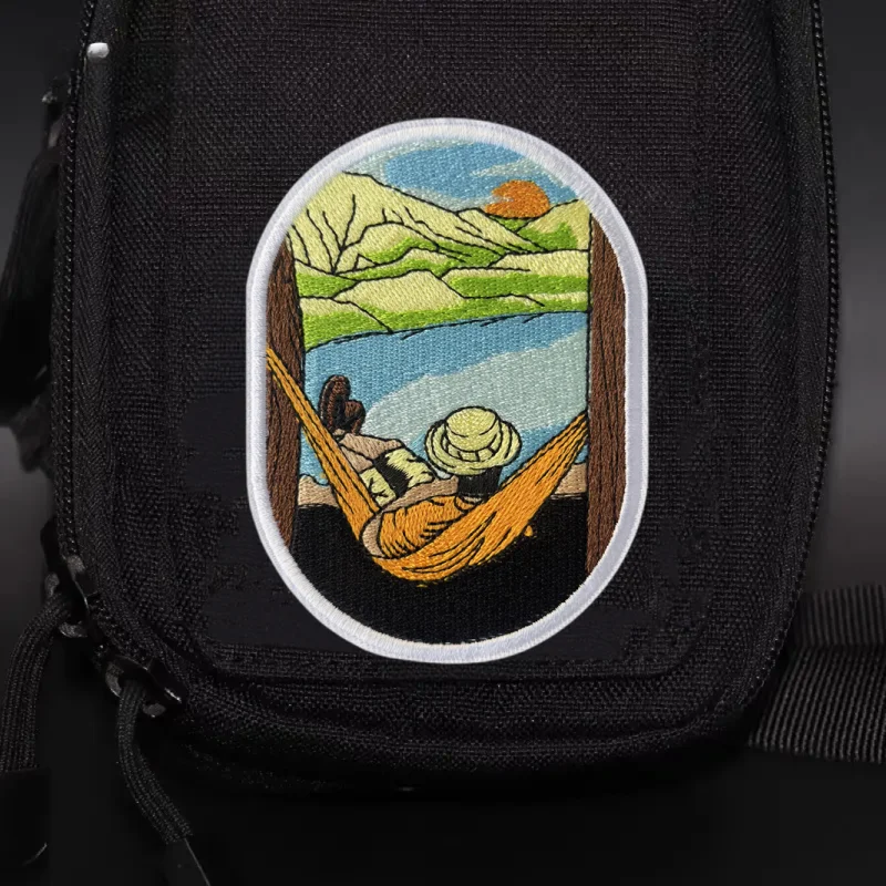 Parche Happy Camp, insignia bordada de moral táctica, gancho y bucle, mochila militar, ropa, accesorios decorativos, pegatina, brazalete