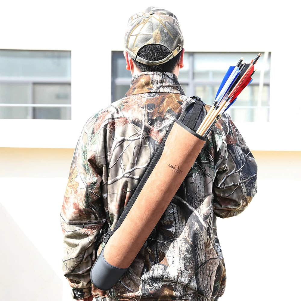 Carcaj de flecha de cuero para hombro/espalda, soporte de flecha portátil de gran capacidad, arco LH/RH, tiro con arco, caza, tiro, objetivo, bolsa de flecha - imagen 2