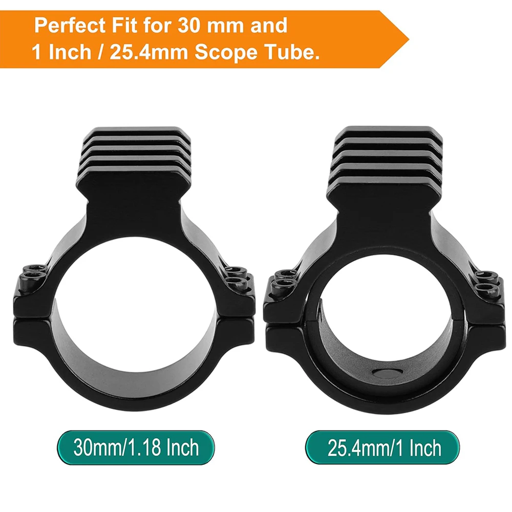 Adaptador de anillo de alcance de 25,4mm/30mm con 6 ranuras, soporte de abrazadera de barril táctico de riel Picatinny de 20mm para mira láser de linterna de alcance - imagen 3