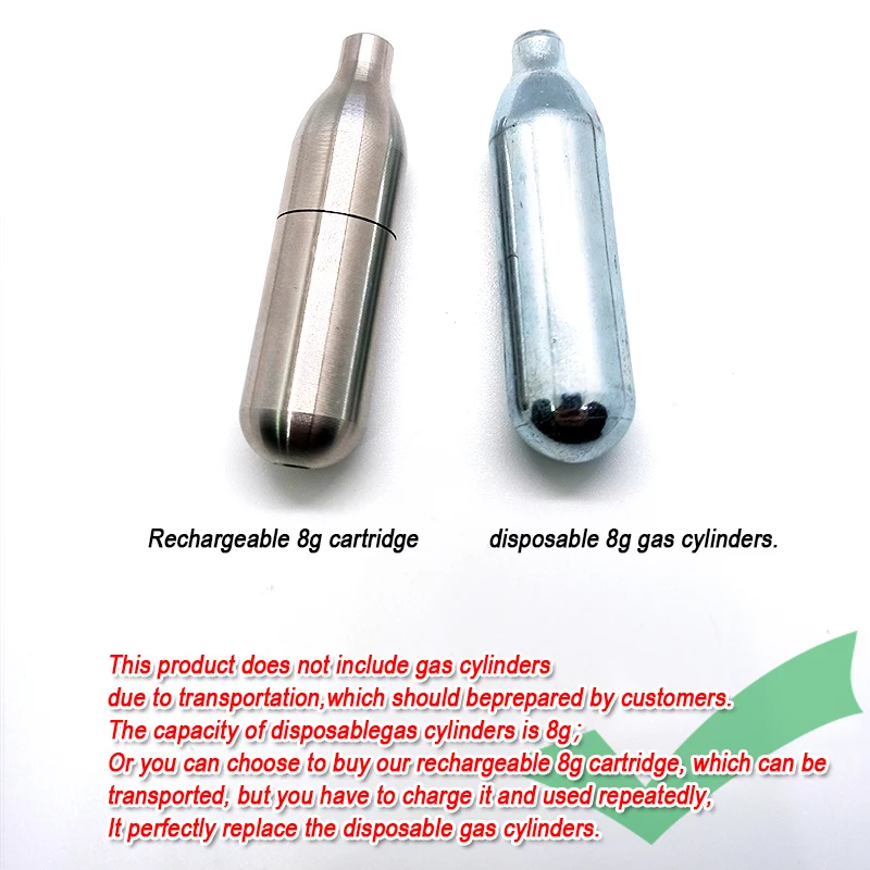Cartucho de CO2 recargable con cápsula de acero inoxidable, 8g, para elaboración de cerveza, burbujas, agua, máquina Sodas, refrescos carbonatados, viaje - imagen 5