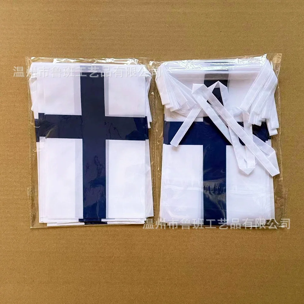 BANDERA DE SKY, banderines de Finlandia, 14x21cm, 20 unids/lote, banderas de hilo de Finlandia, banderín, pancarta, fiesta, vacaciones para decoración - imagen 4