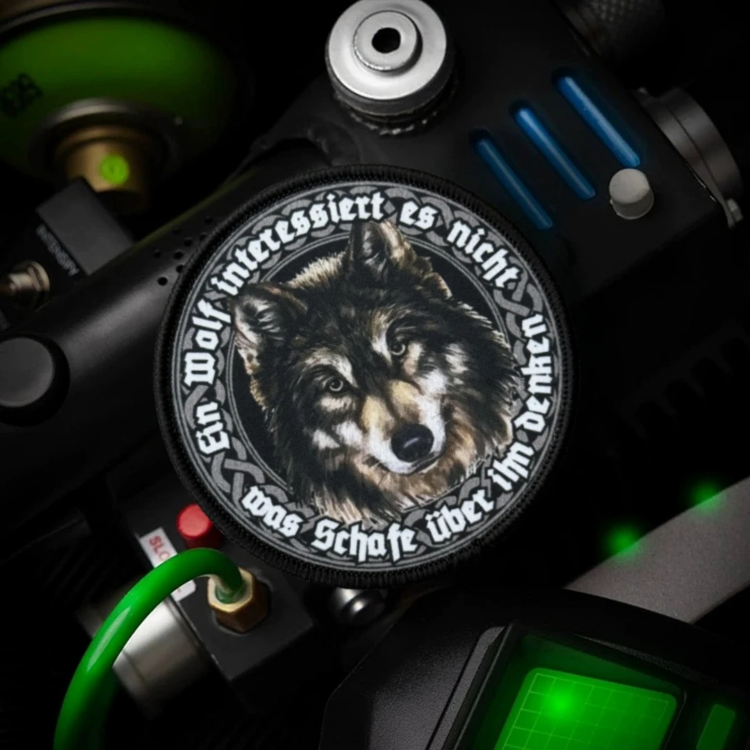 Parche táctico Wolf Morale con gancho y bucle, pegatina divertida para mochila con estampado de equipo 2A del ejército para ropa, brazalete militar