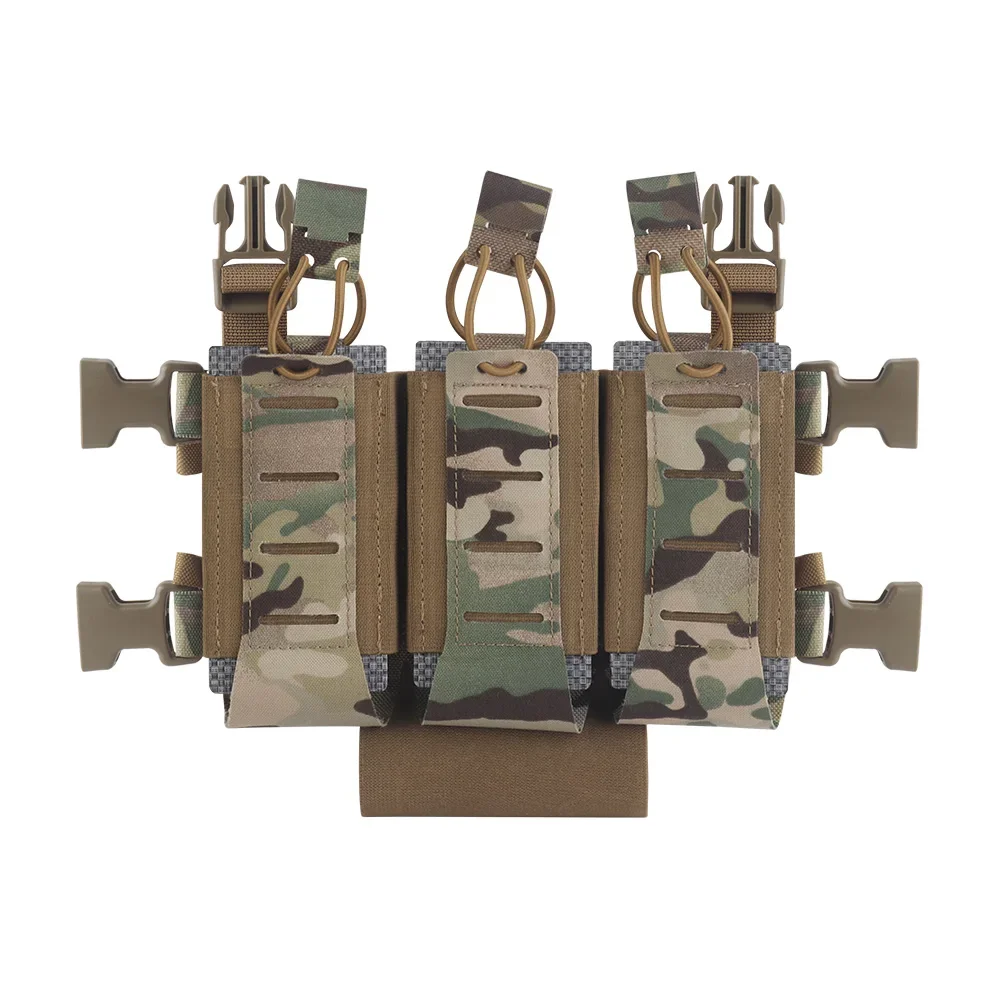 = Triple bolsa Magzine 5,56, chaleco táctico multifunción, Panel frontal, liberación rápida, caza, Airsoft, aparejo de pecho, accesorios para chaleco - imagen 5