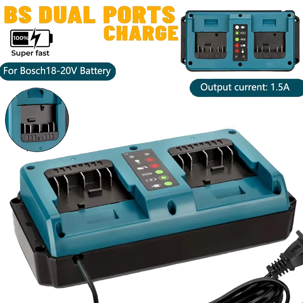 Accesorios de herramientas eléctricas reemplazan GAX1418V Mini cargador rápido de 2 puertos para batería de litio Bosch 14,4 V 18V BAT614 BAT618 GBA18V80