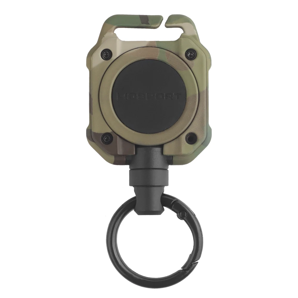 Llavero retráctil antipérdida, carrete de tarjeta de identificación táctica, cuerda de alambre de acero recubierta de 28 ", cordón de equipo táctico Molle para pesca - imagen 2