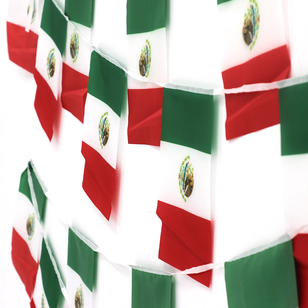 FLAGLINK 24 unids/set banderines de México 20x30cm 14x21cm fanín México cuerda mexicana Banner banderines Festival fiesta vacaciones - imagen 4