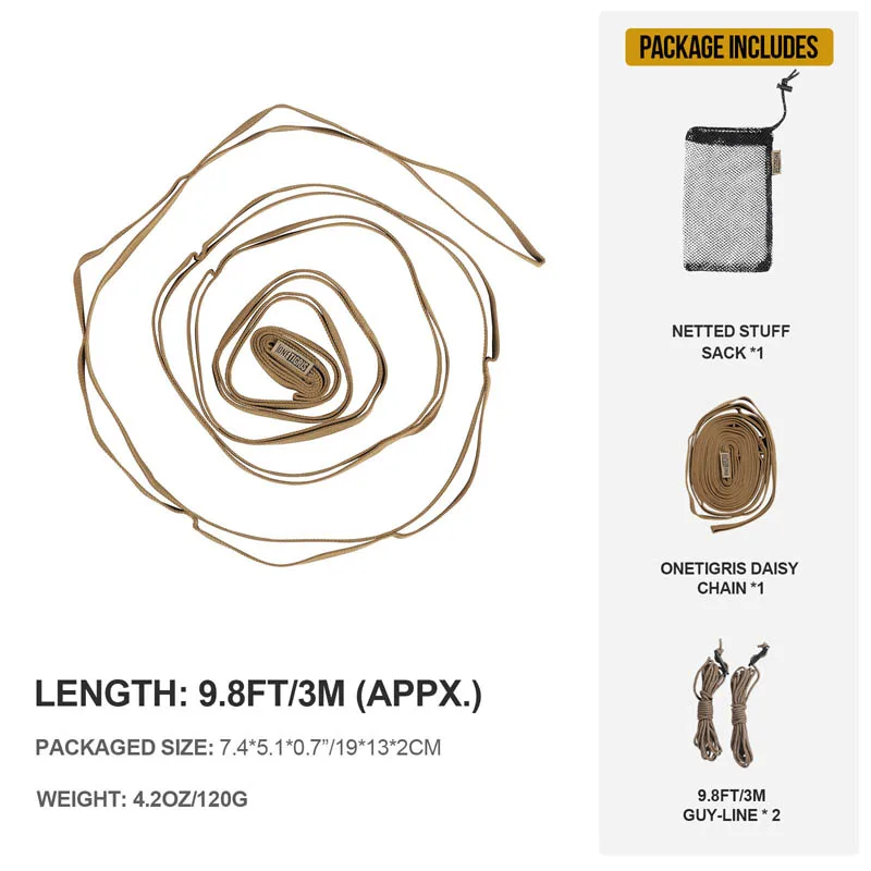 OneTigris cuerda para acampar al aire libre cordón colgante con bucles cosidos para acampar senderismo herramientas para mochilero artículos esenciales de viaje - imagen 4