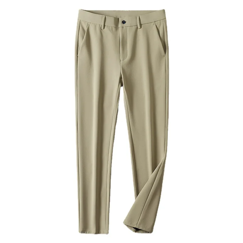 Pantalones informales de algodón para hombre, ropa ajustada, elástica, resistente a las arrugas, color sólido, moda de negocios - imagen 5