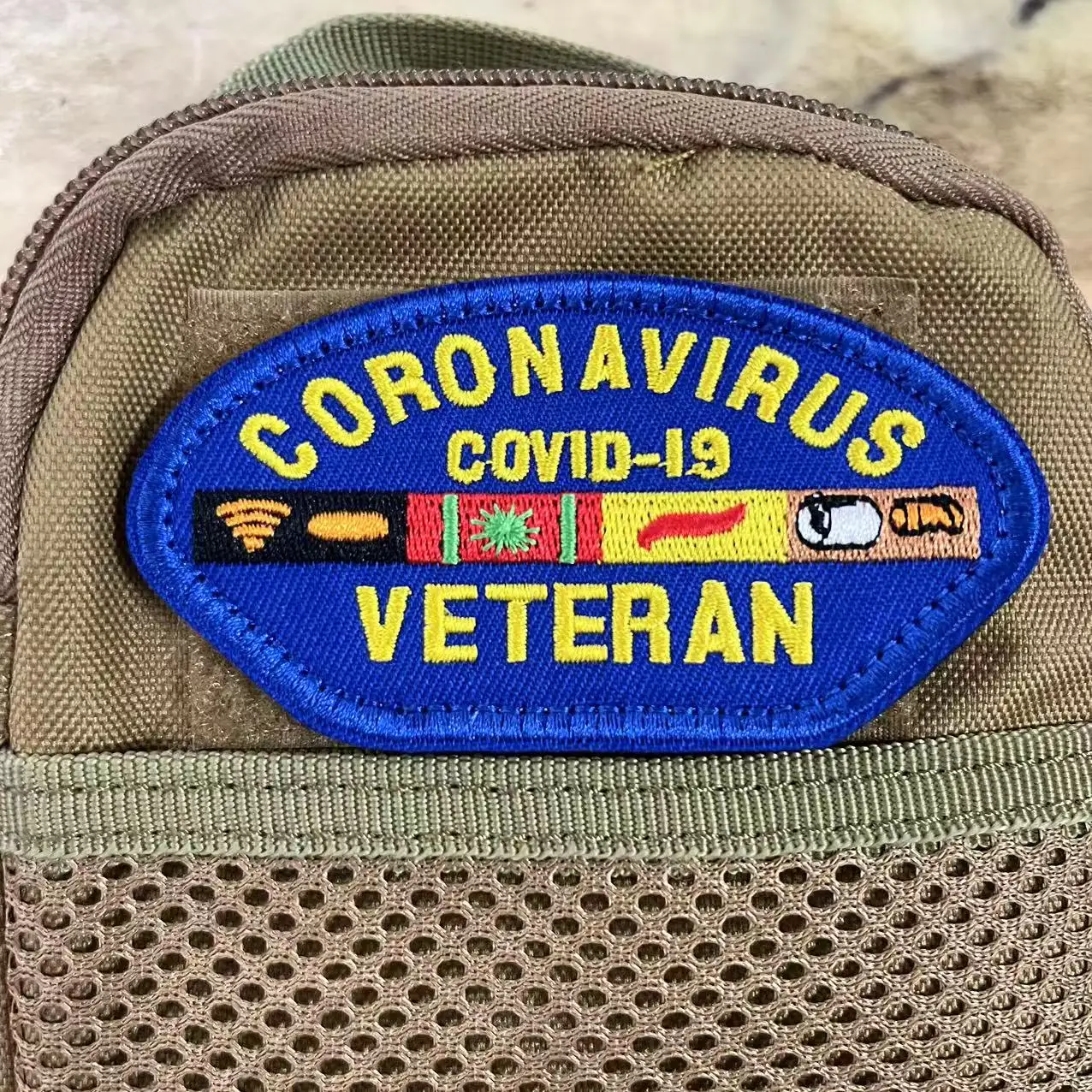 Virus Experts Coronavirus VETERAN Covid-19 parches bordados pegatina mágica mochila táctica insignia de moral gancho y bucle - imagen 4