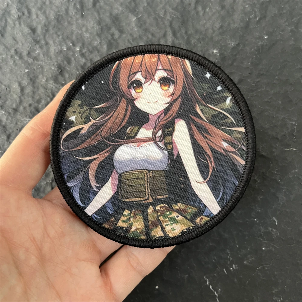 Insignia de moral de Anime japonés, parche de gancho y bucle estampado bidimensional para chica, pegatina decorativa para mochila táctica - imagen 2