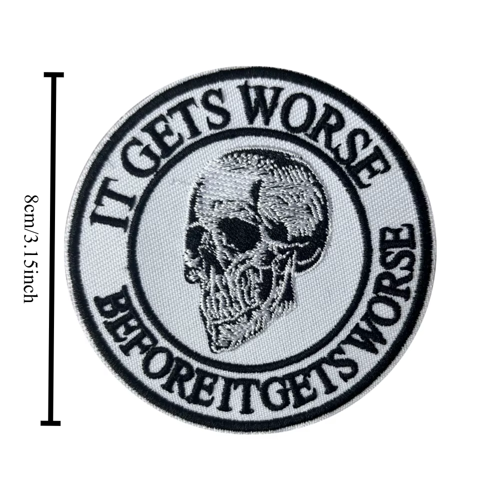 Parche bordado calavera – Insignia moral táctica con velcro - imagen 3
