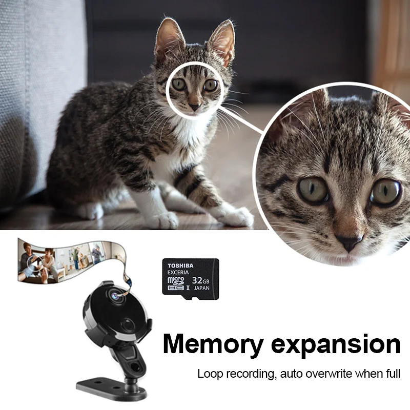 Minicámara IP inalámbrica HD 1080P, cámara de visión nocturna, vigilancia de seguridad para el hogar inteligente, Wifi, control remoto con detección de movimiento - imagen 4