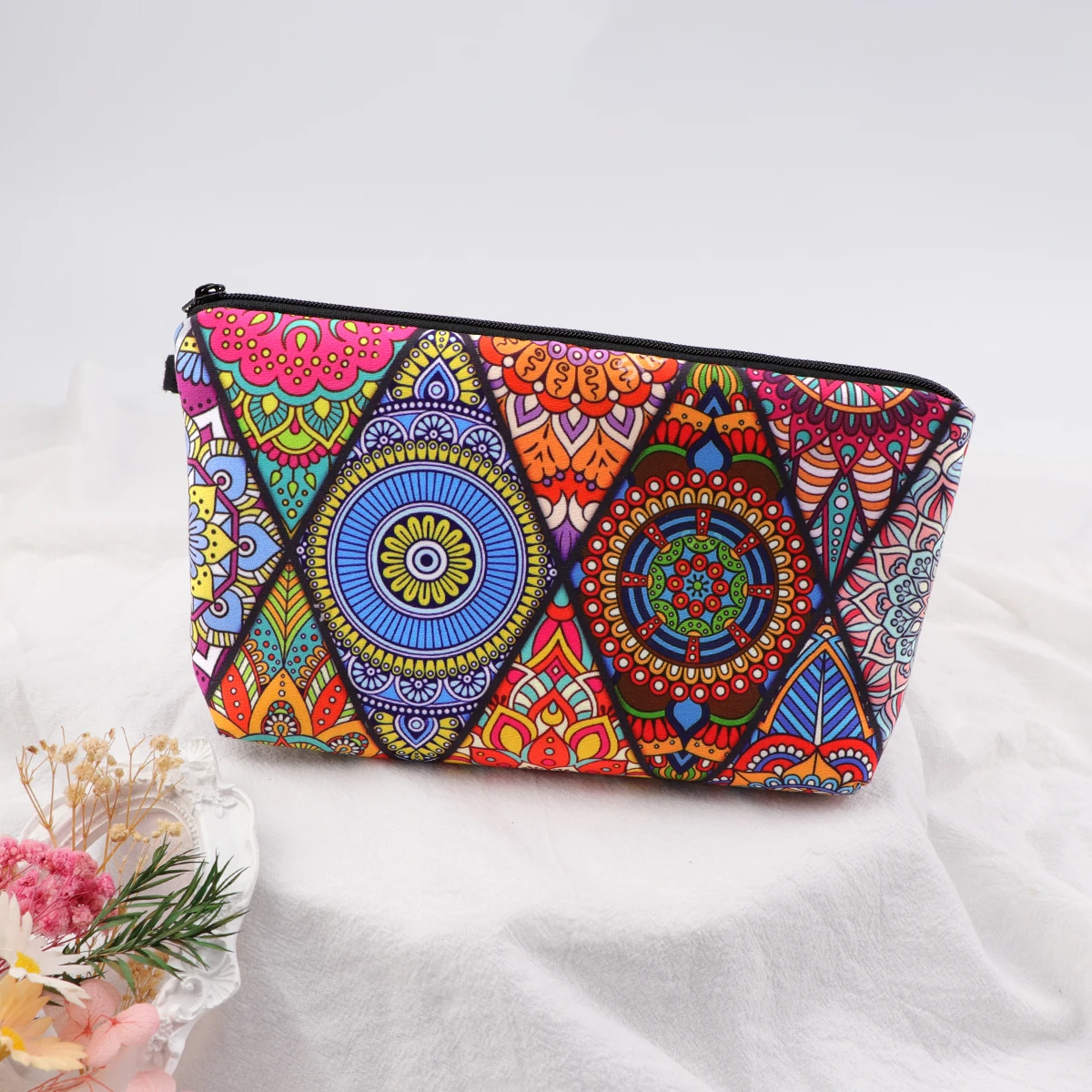 Bolsa de maquillaje de estilo bohemio para mujer, organizador de cosméticos Vintage, bolsa con cremallera, bolsa de cosméticos de viaje, bolsas de maquillaje para mujer - imagen 3