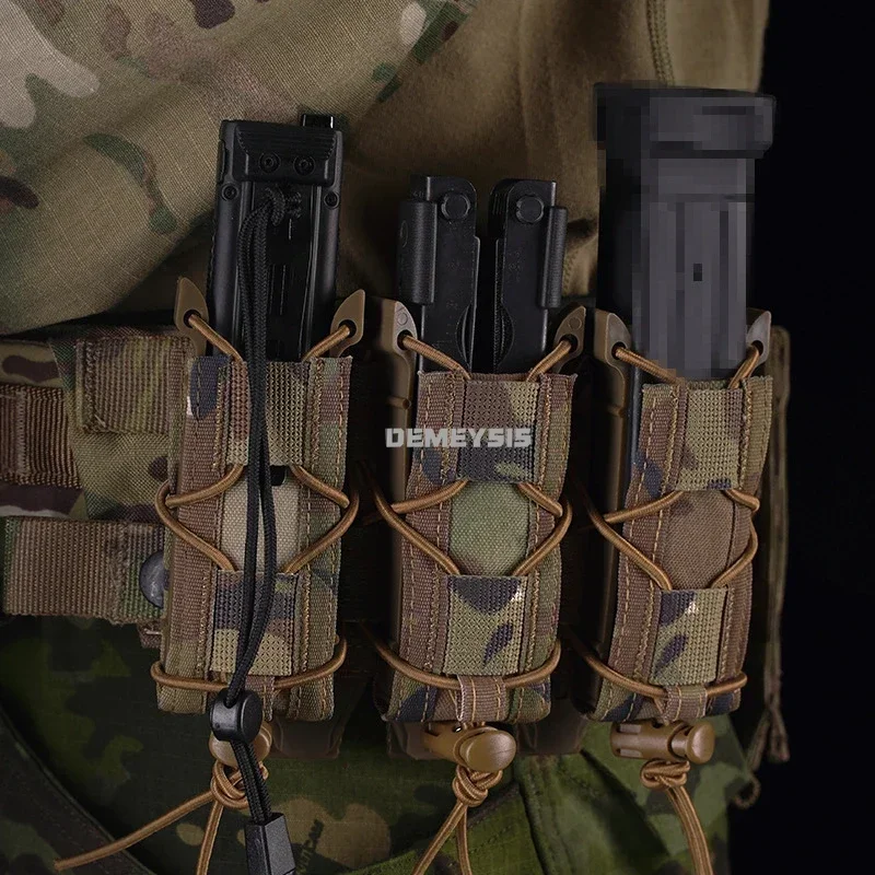Bolsas magnéticas para caza al aire libre, pistolas tácticas, porta revistas Triple de 9MM, juego de guerra, cuchillo de combate, linterna, herramientas, bolsa Mag - imagen 4