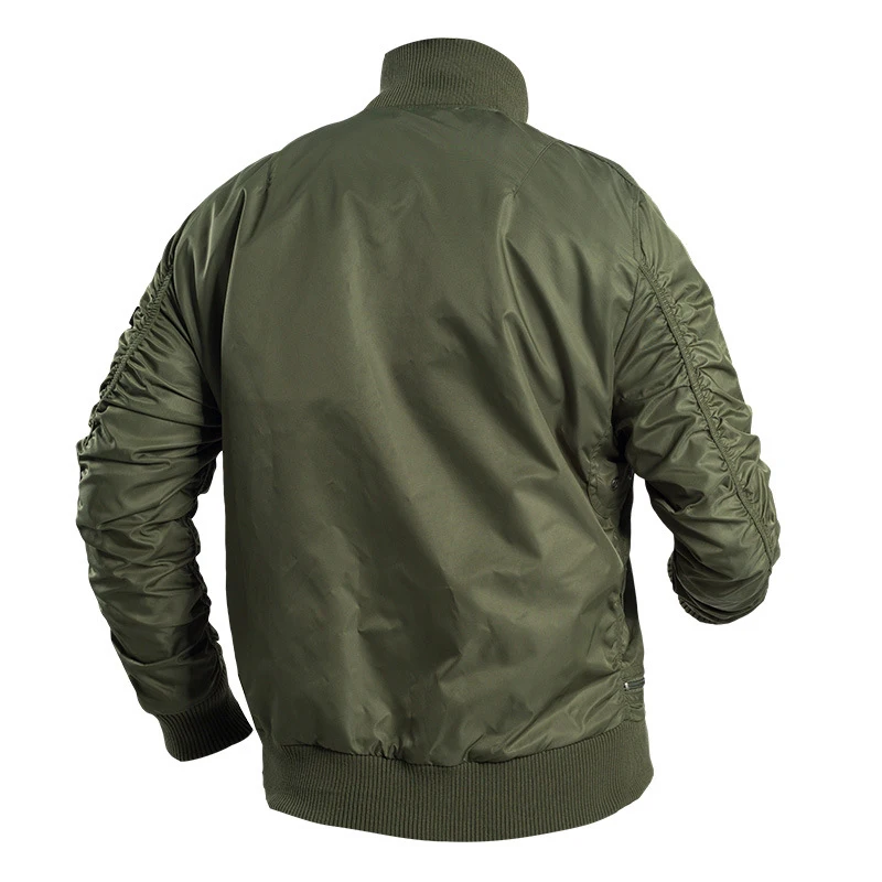 Chaqueta Bomber MA1 de alta calidad para hombre, abrigo liso con múltiples bolsillos y cuello levantado, chaquetas de béisbol, ropa para hombre, abrigos informales A5F726 - imagen 5