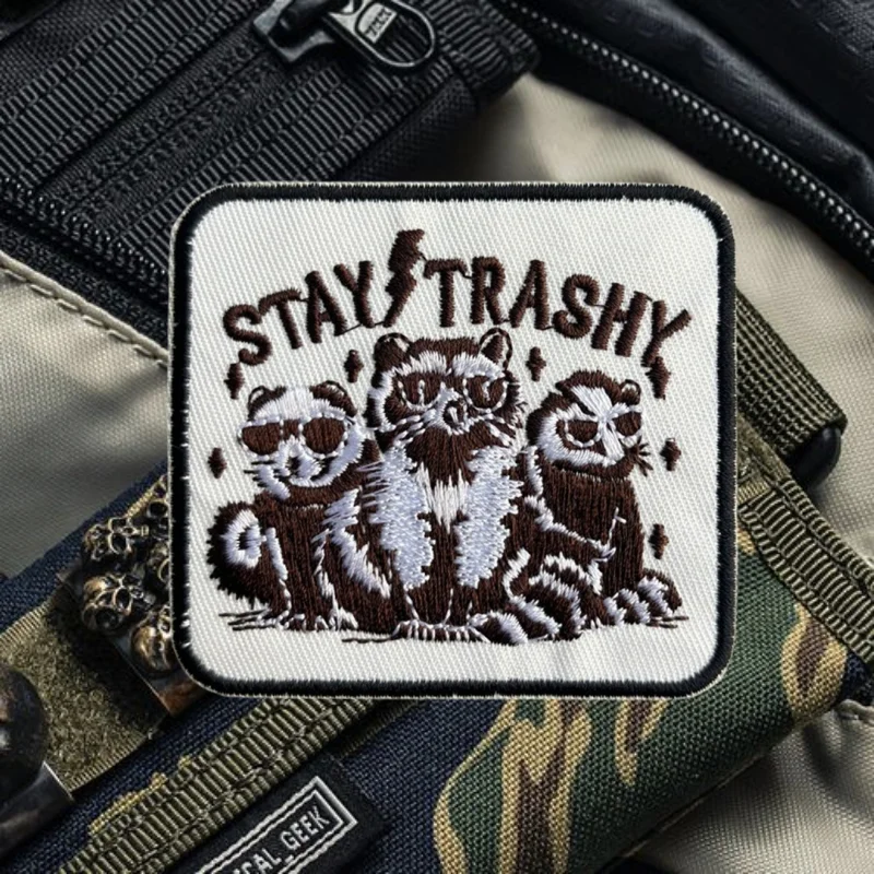 Parche bordado del equipo Racoon Squad, chaleco táctico, insignia de moral con gancho y bucle, pegatina decorativa para mochila, parches para brazalete para ropa - imagen 5