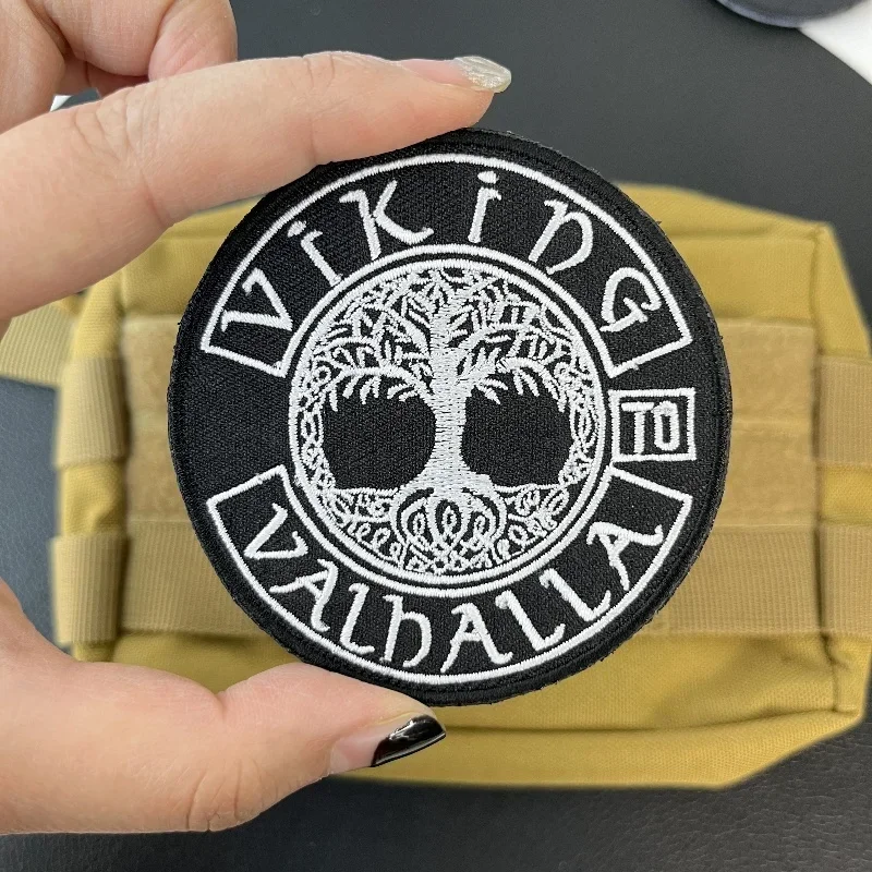 Parches bordados de gancho y bucle de árbol de la vida para ropa, insignia de moral de personaje vikingo táctico, pegatina decorativa para mochila - imagen 4