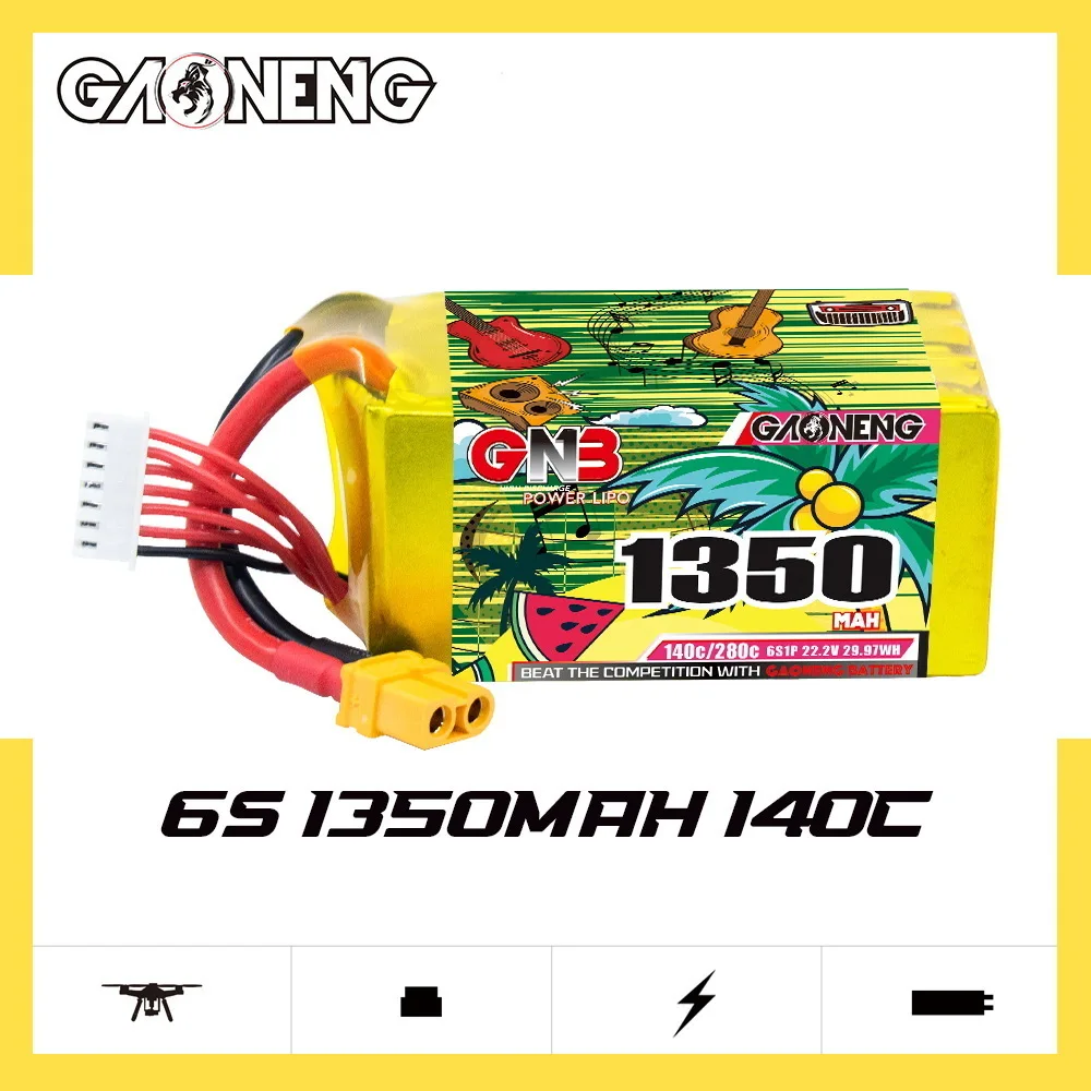 GNB 2S 3S 4S 6S 1100mAh 1100/1350/1550/1850mAh 140C con XT60 para FPV Quadcopter helicóptero avión batería Lipo recargable - imagen 3
