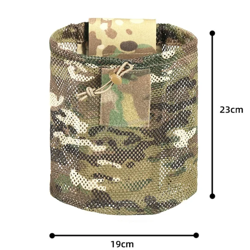 Bolsa de basura táctica Molle para exteriores, bolsa de cintura plegable con cordón enrollable para revista, bolsillo EDC de caza Airsoft plegable de malla - imagen 3