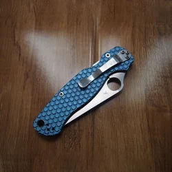 Básculas de mango de agarre de cuchillo con patrón de panal hechas de aluminio personalizadas para cuchillo Spyderco C81 Paramilitary2 Para2 genuino, pieza de repuesto