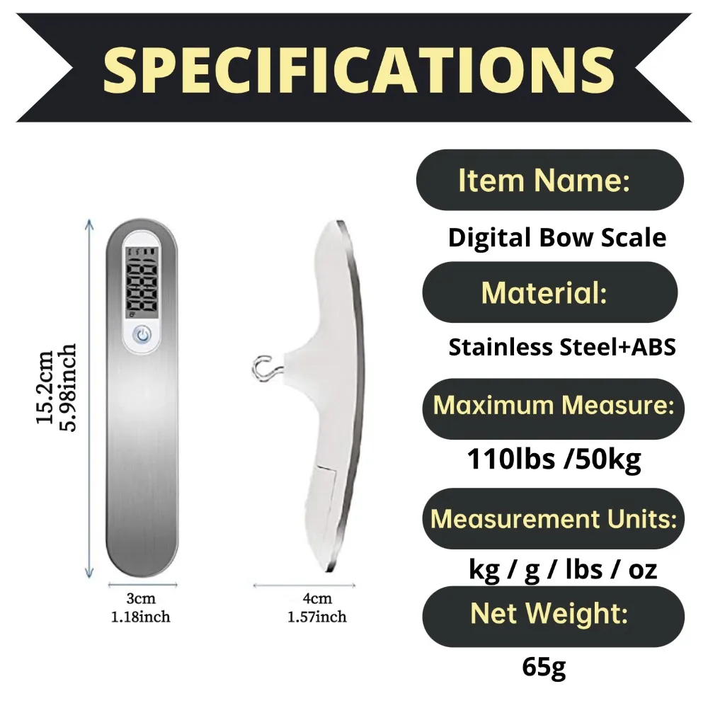 Escala de arco Digital de tiro con arco de 0-110 libras, dinamómetro de acero inoxidable, herramienta de prueba de fuerza portátil, accesorios de medida de arco compuesto de batería - imagen 2