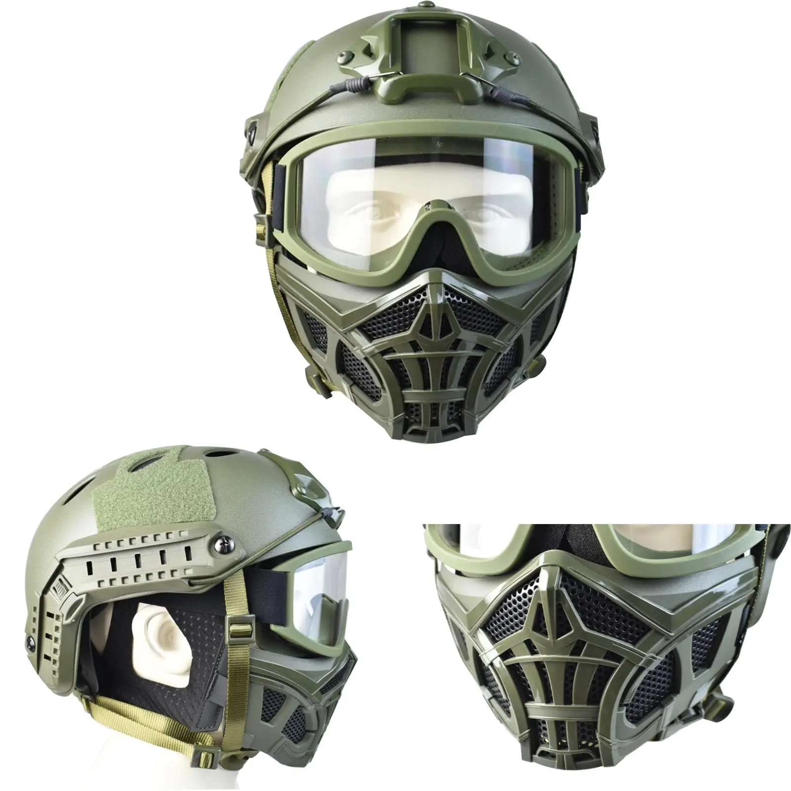 Juego de casco Airsoft, casco táctico rápido con máscaras protectoras de media cara, gafas antiniebla resistentes a impactos para tiro de caza - imagen 2