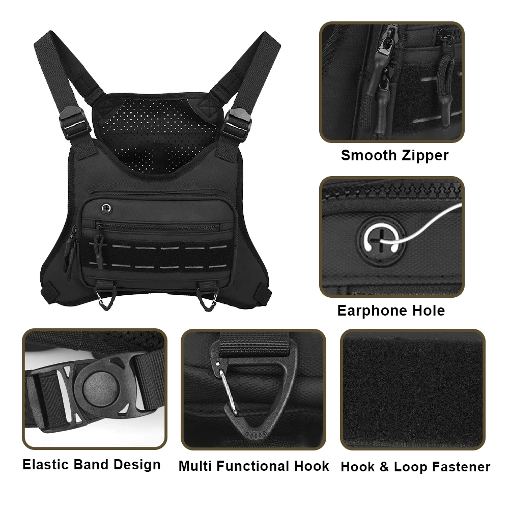 Paquete de pecho deportivo con funda para pistola, bolsa táctica oculta para transporte de pistola, chaleco para correr, bolsa para transporte de pistola, bolsa para aparejo de pecho - imagen 5