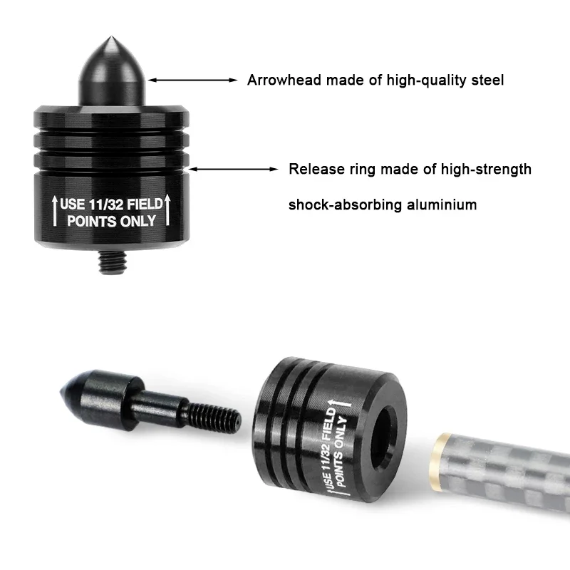 Punta de flecha de liberación de 2 uds., punta de flecha de acero inoxidable, tiro con arco rápido, tiro con flecha de carbono, arco compuesto recurvo, objetivo - imagen 5