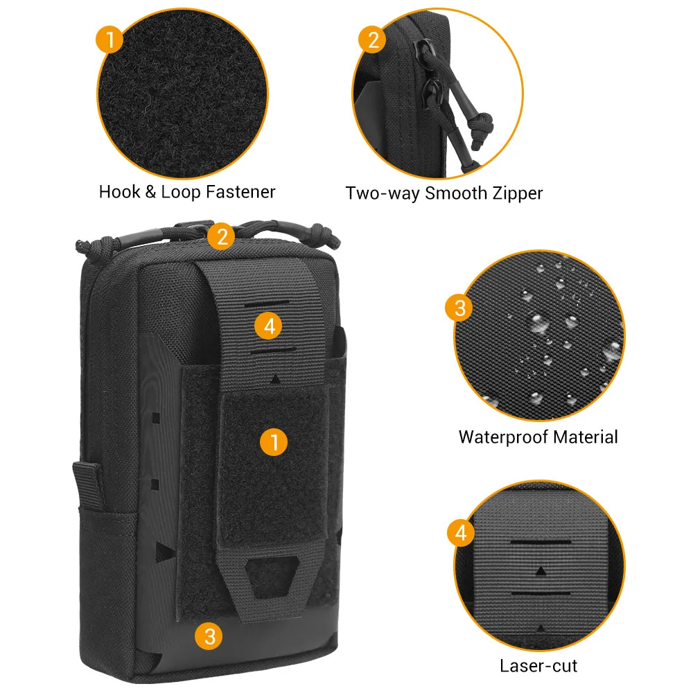 Bolsa táctica Molle para teléfono móvil, riñonera militar de nailon para exteriores, senderismo, ciclismo, ocio, almacenamiento de artículos diversos, Pac EDC con lazo - imagen 2