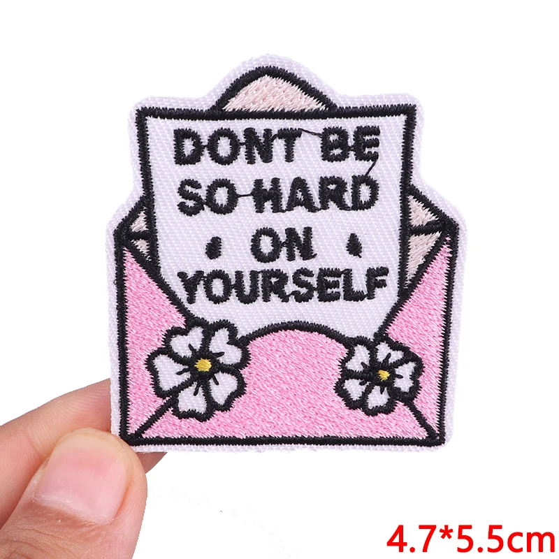 Parches bordados con eslogan de letras DIY, parche para coser bordado, parches para planchar para ropa, sombreros, mochila, chaquetas, insignias, pegatinas - imagen 5