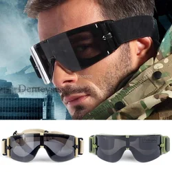Gafas de tiro tácticas para exteriores, gafas protectoras para Airsoft, Paintball, caza CS, a prueba de viento, desierto, 3 lentes, gafas para senderismo