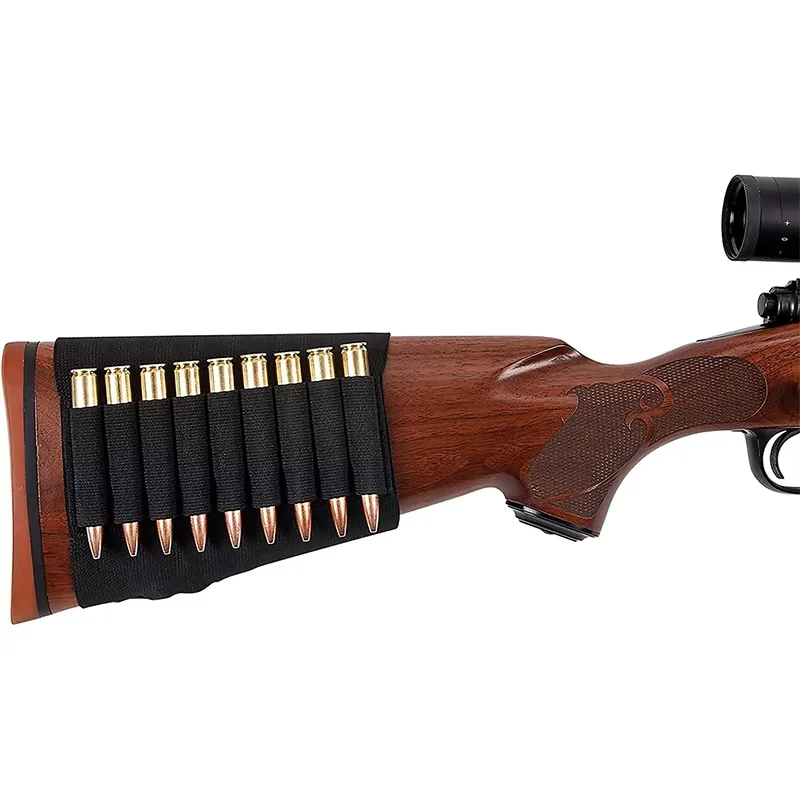 Soporte para munición de culata de 9 orificios, bolsa de balas elástica duradera para cartucho de carcasa de Rifle, cubierta para mejillas a tope de carga rápida, 5,56,7,62,45