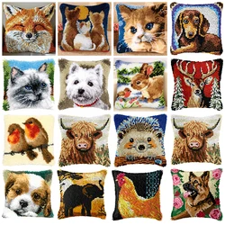 Kit punto de cruz y ganchillo animales DIY con funda almohada