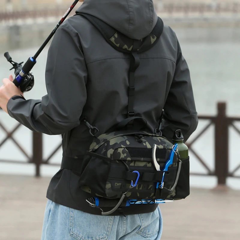 Mochila táctica para chaleco de pesca, deportes al aire libre, Camping, bolsas de cintura Molle, bolsa frontal, mochila para senderismo, caza, riñonera - imagen 4
