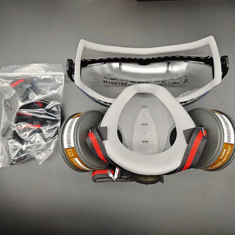 Respirador de máscara de Gas de cara completa/media con gafas de seguridad, pintura a prueba de polvo, decoración de pesticidas, formaldehído y accesorios de filtro - imagen 4