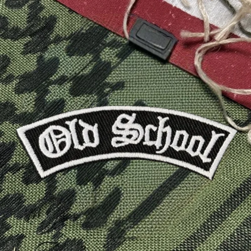 Parche bordado "Old School", chaleco táctico, gancho y bucle, sombrero, insignia de moral, mochila, pegatinas decorativas, parches para brazalete para ropa - imagen 2
